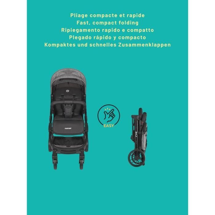 NANIA - Poussette combinée 2-en-1 avec siège auto Rimini - MYLA - 4 roues - Noir