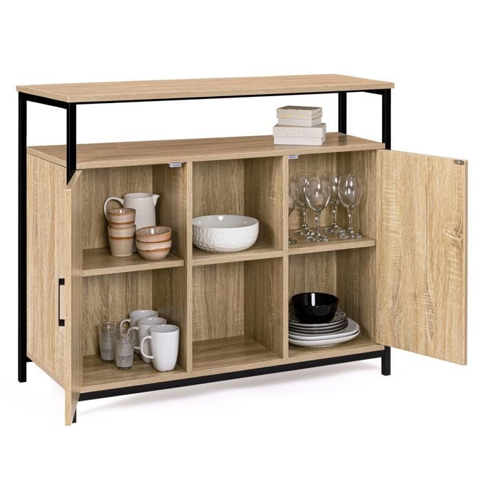 Credenza a 2 ante IDMARKET DETROIT da 100 cm con ripiani dal design industriale (codice componente 15343)