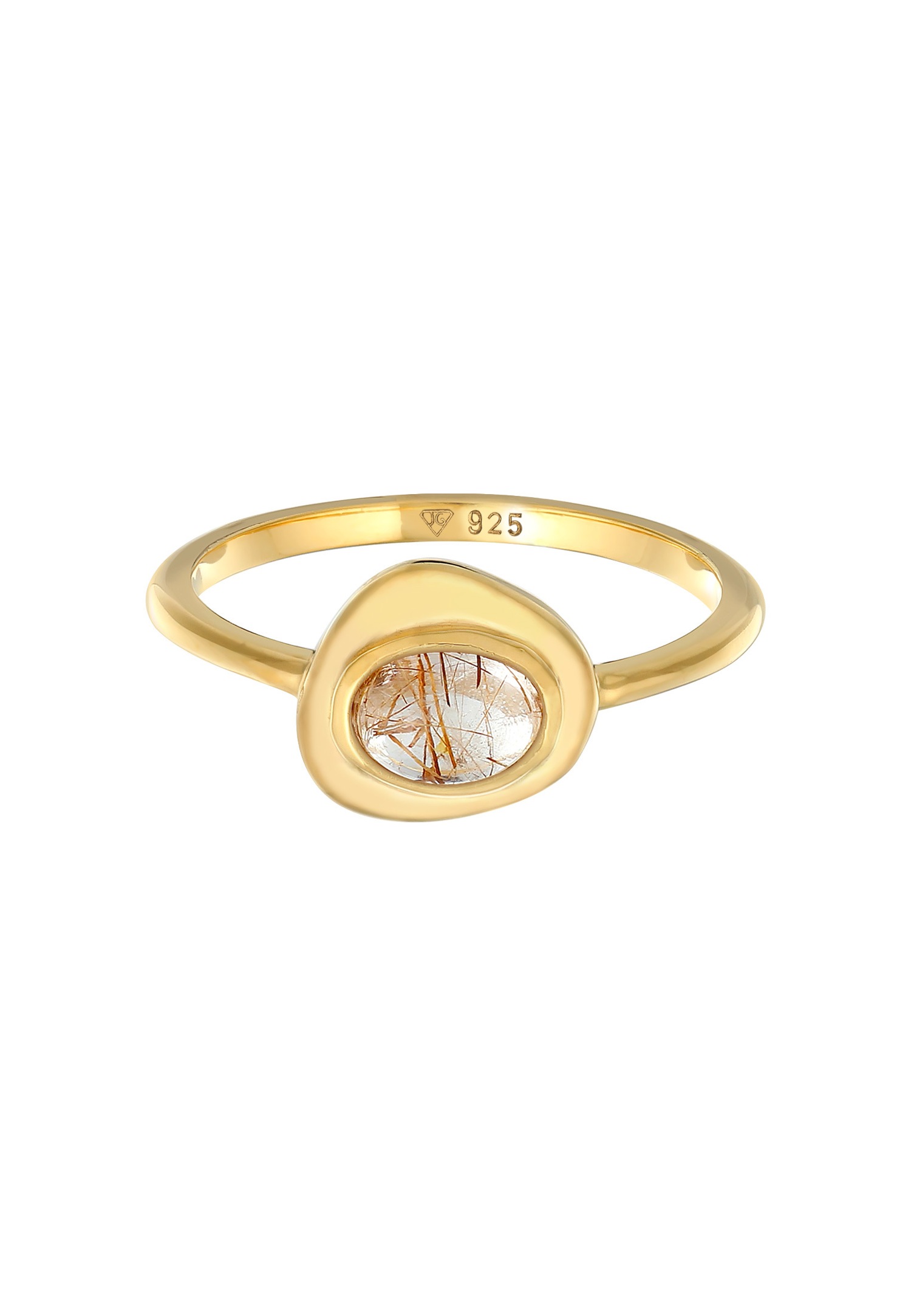 Elli PREMIUM Femmes cheveux d'ange ovale avec pierre précieuse de quartz en argent sterling 925 plaqué or
