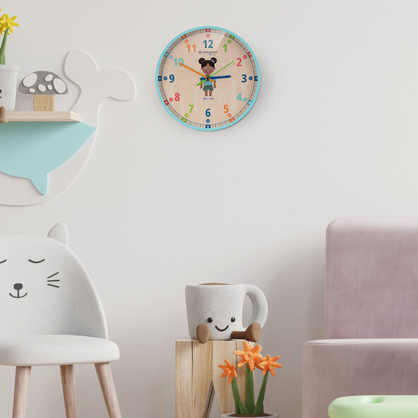Children's wall clock, light blue