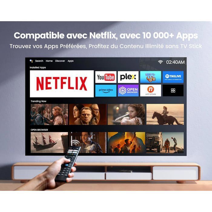 Vidoprojecteur 4K WiFi Bluetooth - SUTEO - Certifié Netflix/Dolby - WiMiUS K9 - 35000 Lumens - Mise au point automatique