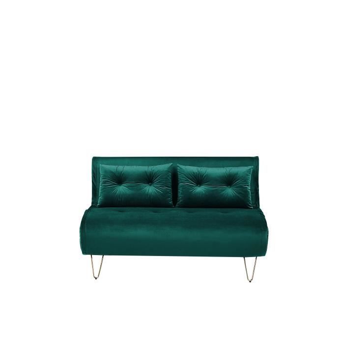 Banquette convertible 2 places en velours vert foncé VESTFOLD