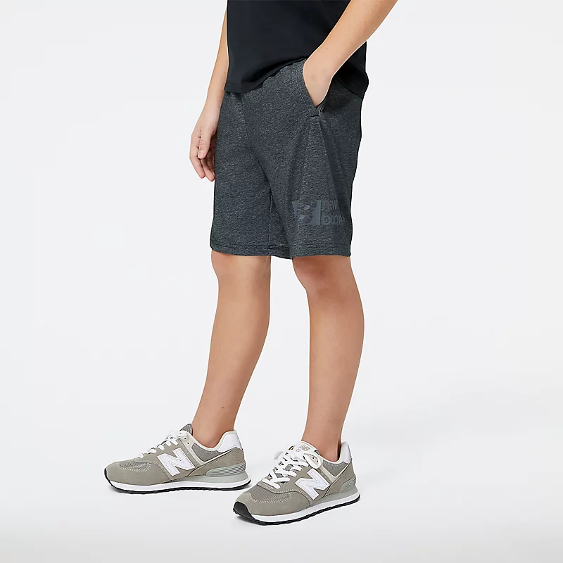 Heathertech gebreide kindershorts - ZWART MELANGE
