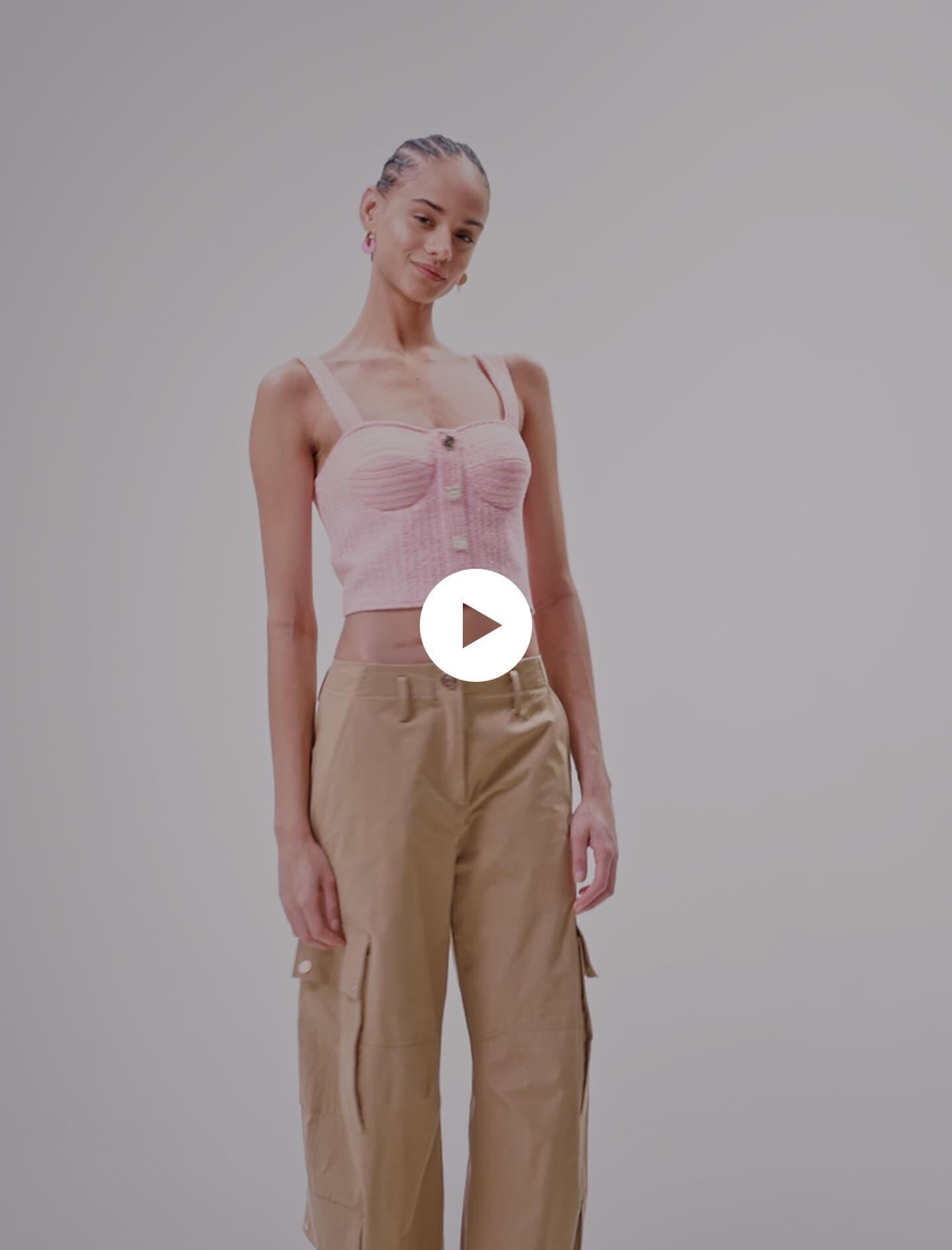 Crop top van tweed in roze/oranje