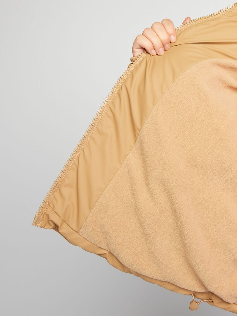 Chaqueta corta de plumas con forro polar - BEIGE