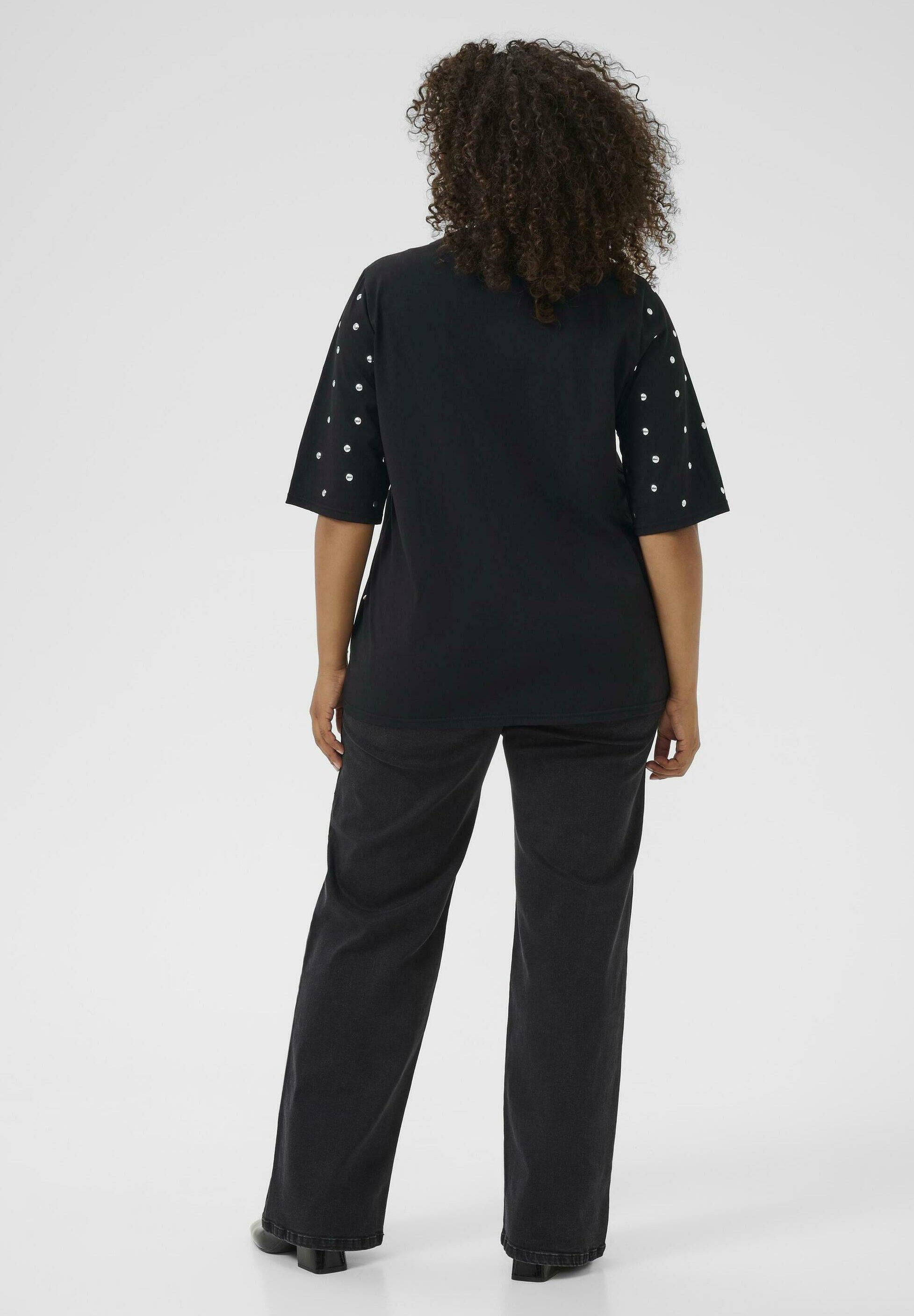 T-shirt imprimé Kaffe Curve HELENA - noir profond