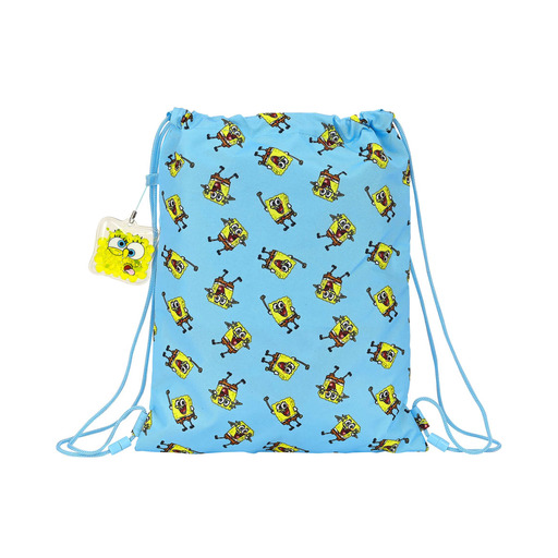 Safta Saco Plano Junior De Bob Esponja Positive Vibes, 260 x 340 mm, Azul Claro/Amarillo