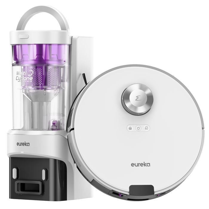 Eureka E20 Plus Gen2 Robot Vacuum Cleaner 8000 Pa with Bagless Docking Station, Anti-Tangle, 180 Min Runtime, White