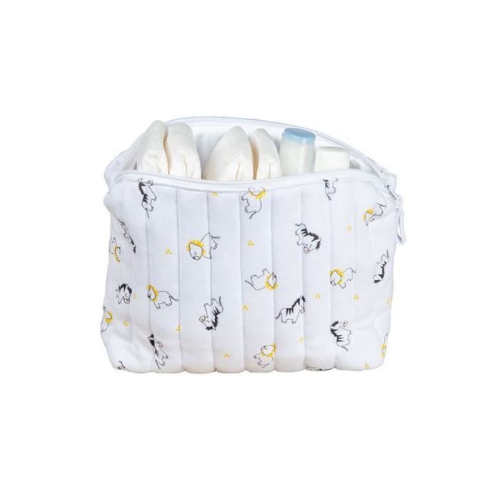 Neceser - Peluche y pompón - 22x9x20 cm - Sintético - Con cremallera - Bebé