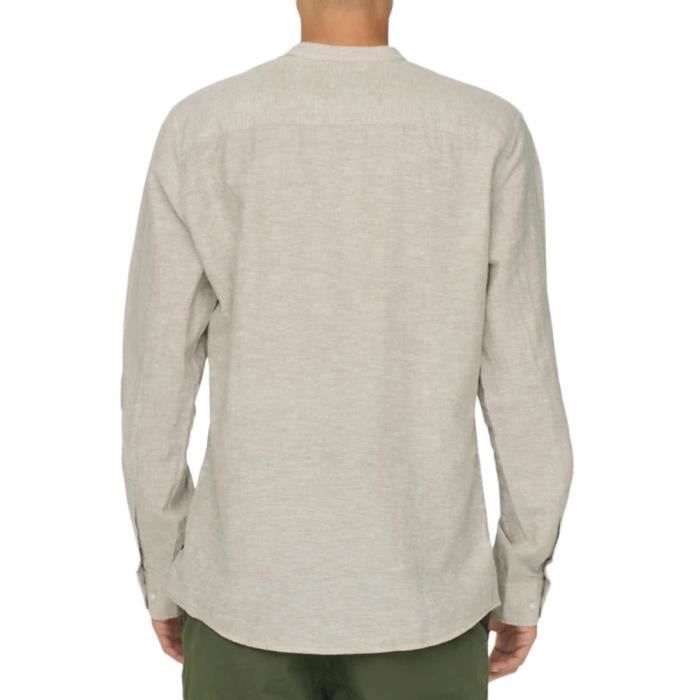 Chemise en lin - ONLY & SONS - Caiden - Beige - Coupe slim - Col mao