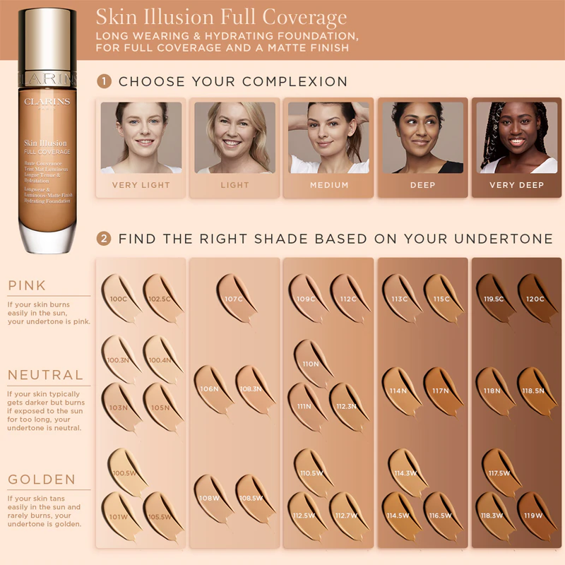 Base hidratante de alta cobertura Clarins Skin Illusion