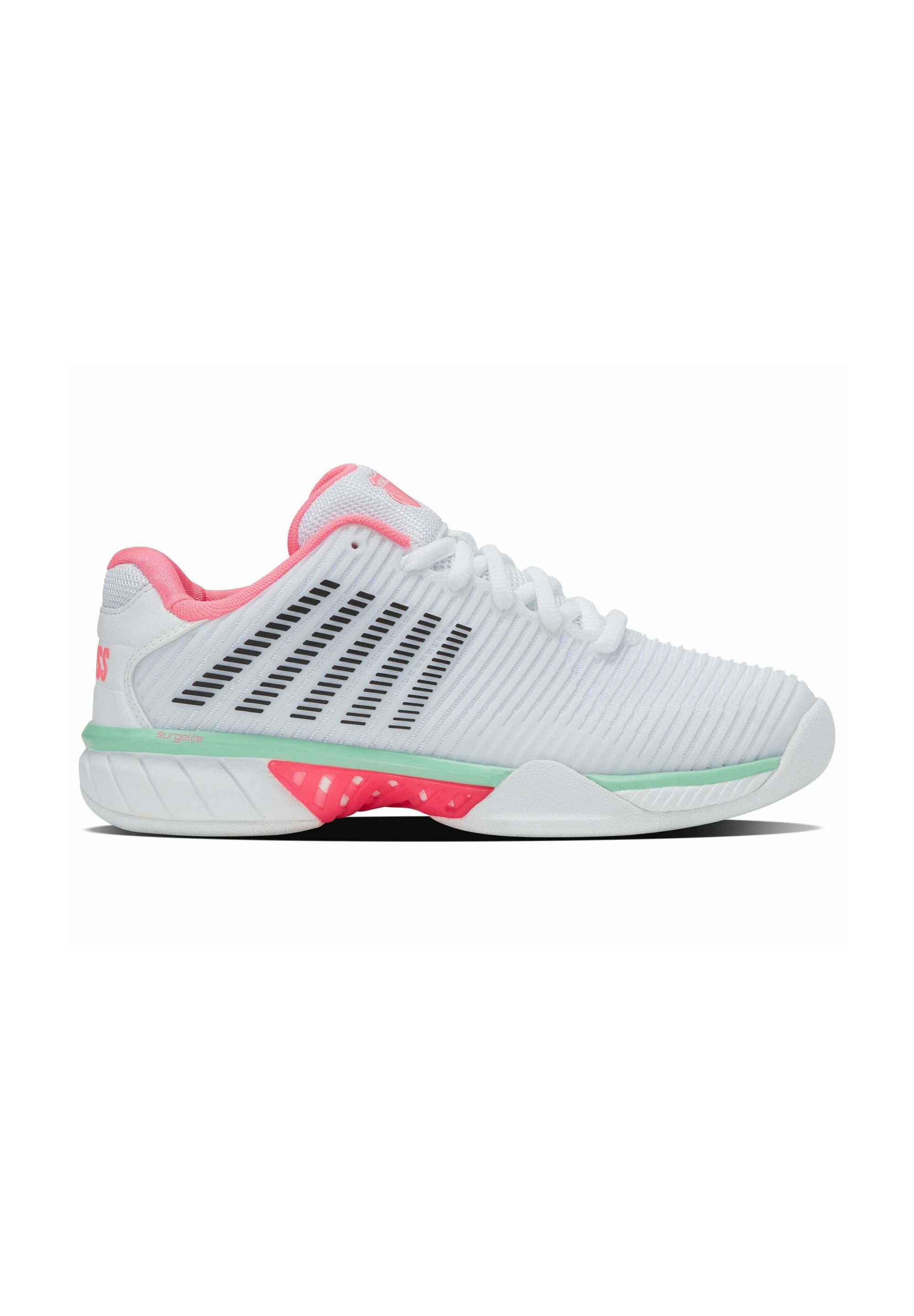 K-SWISS HYPERCOURT EXPRESS 2 – Multicourt-Tennisschuhe – Weiß/Neon-Pastellrosa/Schwarz