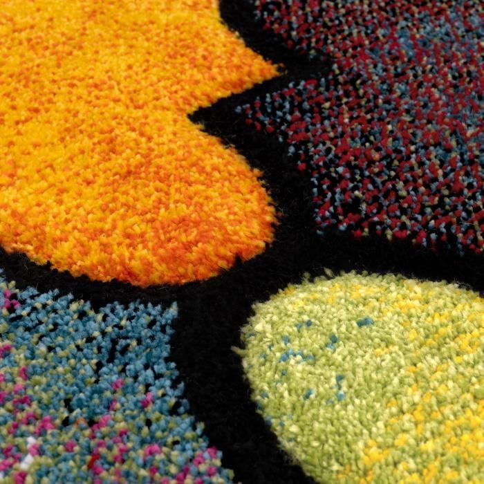 Alfombra Paco Home para sala de estar/dormitorio, para adultos, pelo corto, diseño oriental moderno en 3D, rojo, amarillo, azul, 200x290 cm
