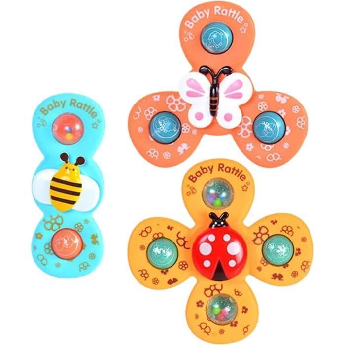 Baby Suction Cup Spinning Top - Hand Spinner - Fidget Cube - Anti-Stress Toy with Rim - Wheel - 3 Pieces