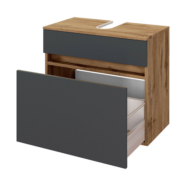 Lincoln under-sink cabinet, 60 cm, matt grey/wotan oak