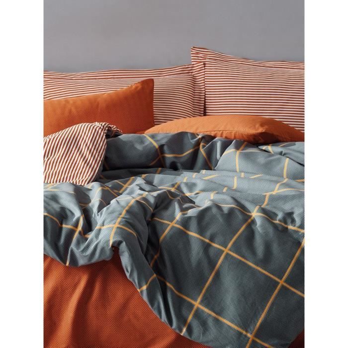 Bedding Set - 1 duvet cover 220 x 240 cm + 2 pillowcases 60 x 60 cm - 100% reinforced cotton - Cinnamon
