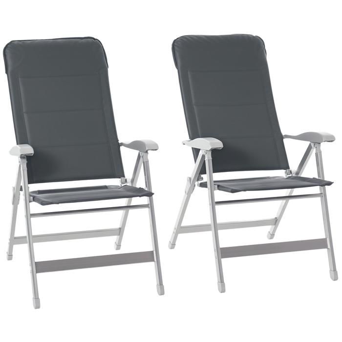 Folding garden chair - Outsunny - 75x61.5x115cm - Aluminium - grey