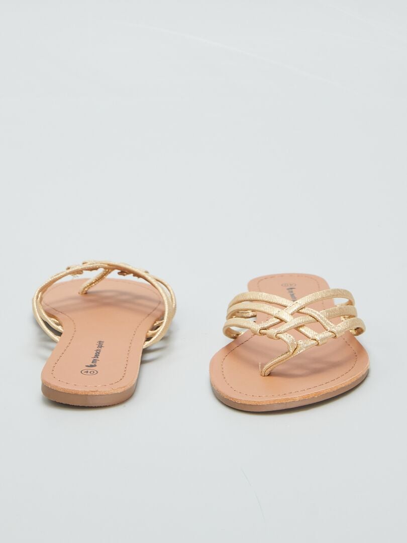 Lage gouden sandalen - BEIGE