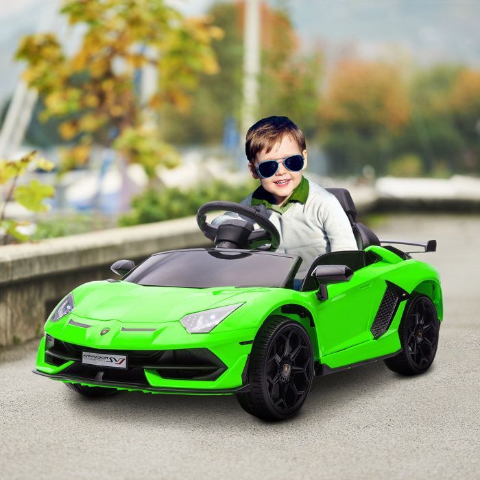Elektrische auto - HOMCOM - gelicentieerde Lamborghini Aventador SVJ 12V voor kinderen met vleugeldeuren en LED-verlichting - PP - groen