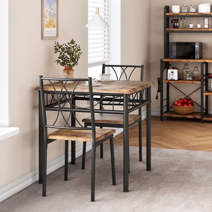 Ensemble Table et 2 Chaises, Set de Salle à Manger MDF, pour Cuisine, Petit Espace, Appartement, Jardin, Studio, Salon