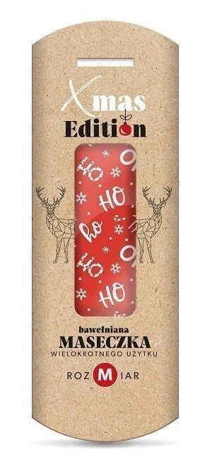 Bawełniana maseczka ochronna wielokrotnego użytku ze świątecznym motywem, HoHo, Rozmiar M