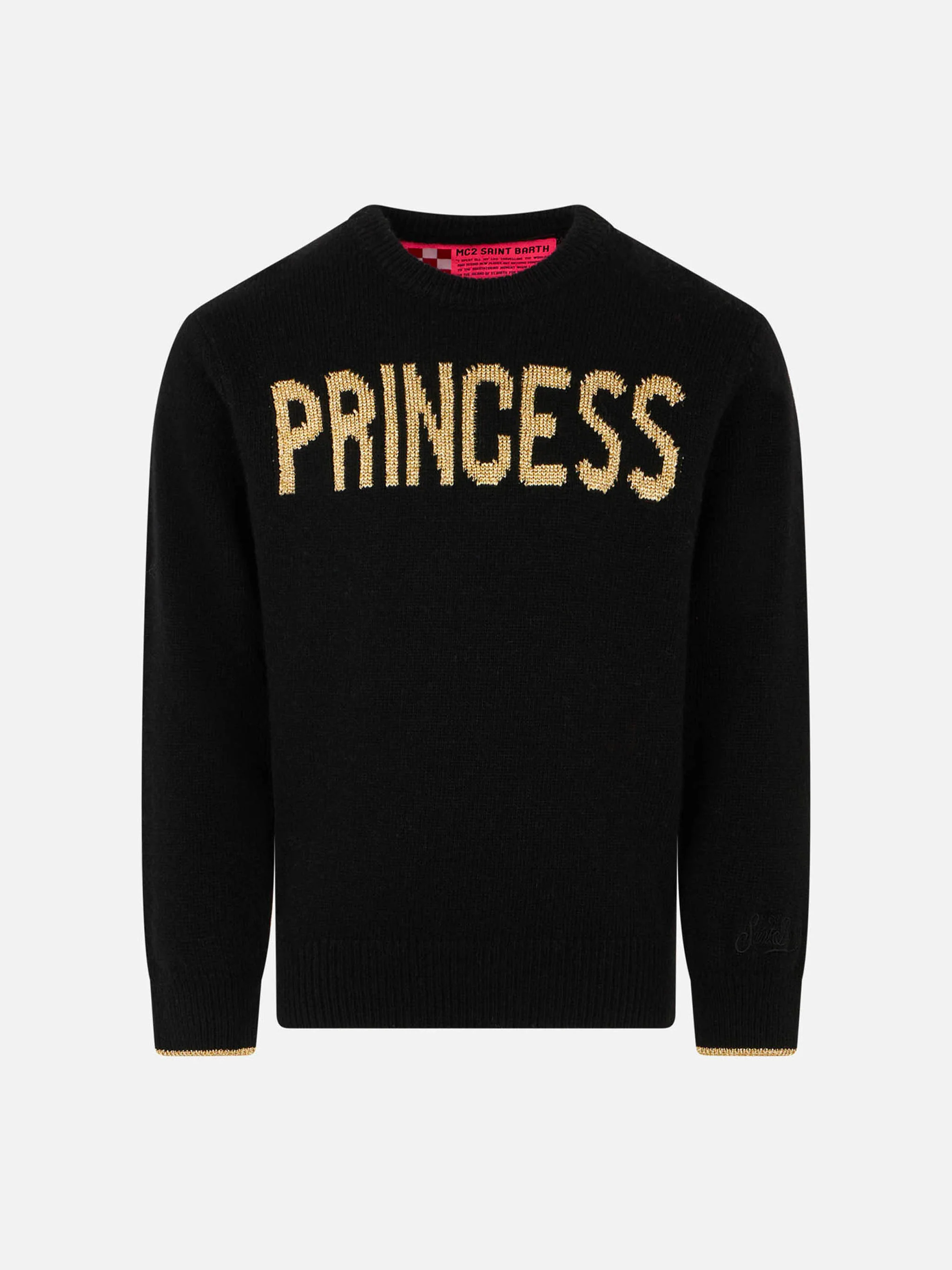 Zwarte meisjestrui met lurex prinsessenborduurwerk