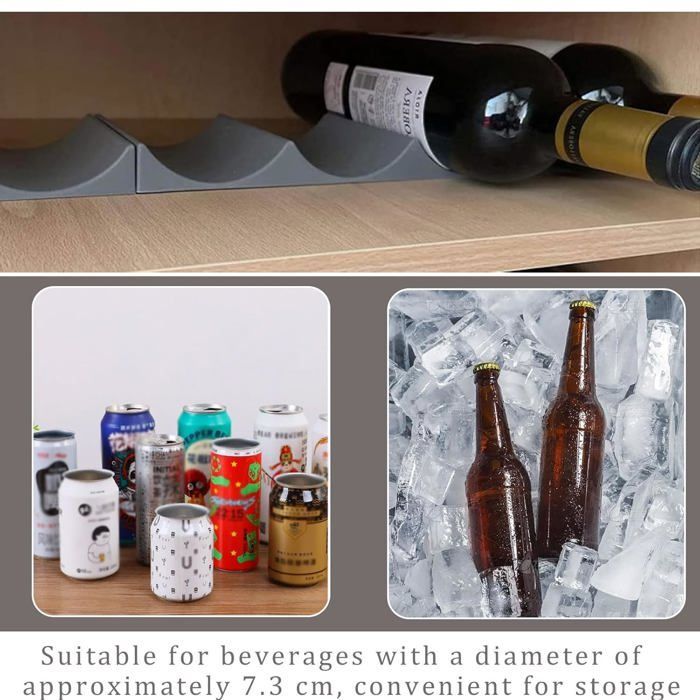Juego de 2 soportes de silicona para botellas, organizador para refrigerador/mesa/bar, armario de almacenamiento de cerveza/bebidas Cuneary