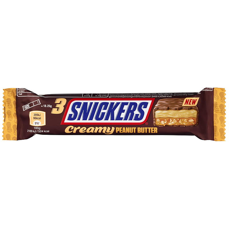 Mars Snickers 3-pakning Kremete peanøttsmør