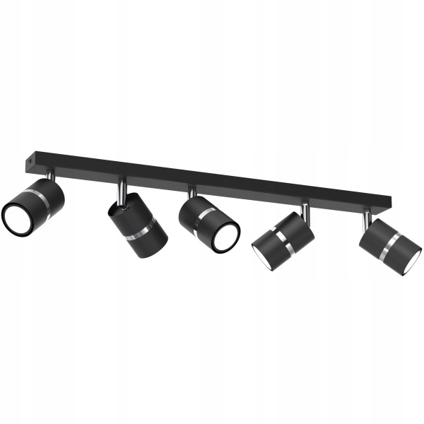 Lampa sufitowa listwa regulowane 5x gu10 czarny chrom