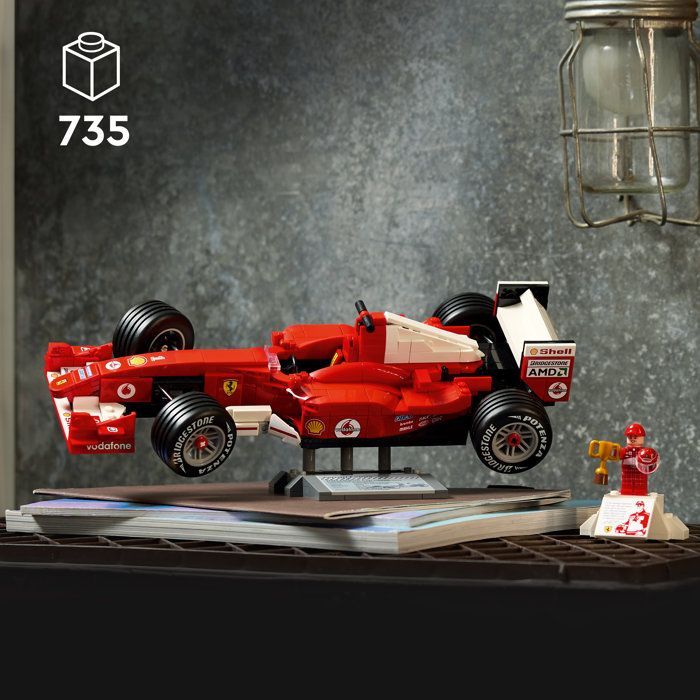 LEGO Icons 11375 Ferrari F2004 e Michael Schumacher - Modelo de Carro de F1 - Conjunto para Adultos