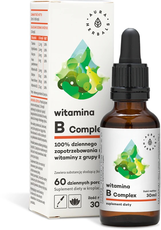 Aura Herbals vitamin B kompleks v obliki kapljic za podporo imunskemu sistemu