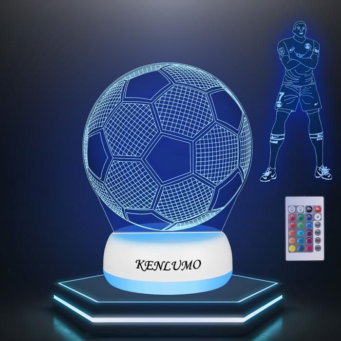 Lámpara de fútbol KENLUMO, regalo de Navidad para niños, diseño de Mbappé, lámpara de mesita de noche LED con control remoto, cambio de color táctil, decoración para adolescentes.