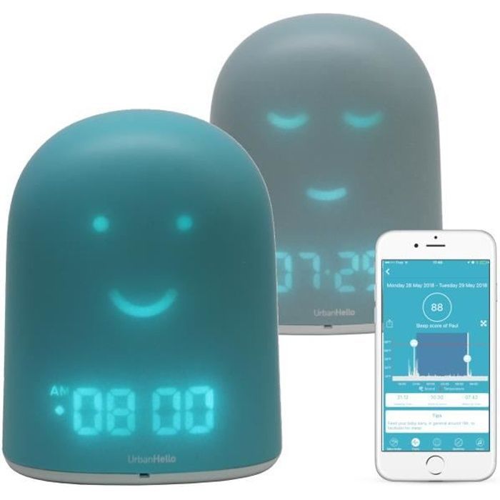 Réveil enfant REMI - Babyphone, veilleuse, berceuse, suivi du sommeil - Bleu