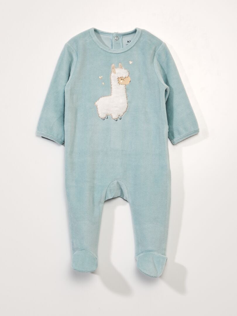 Fluwelen romper - Lichtblauw/Alpaca
