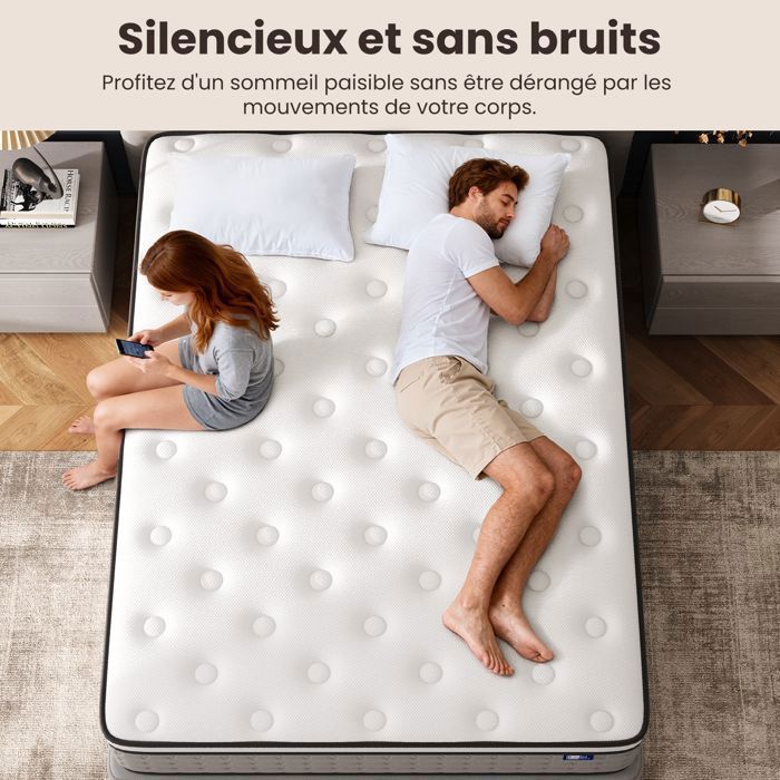 BedStory Matelas 90x190x30 cm à Ressorts , Mousse à Mémoire de Forme, Silencieux, Antidérapant, 7 Zones de Soutien