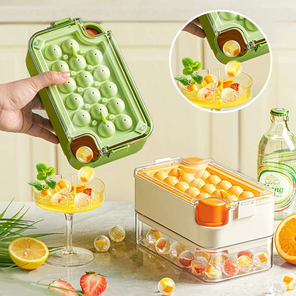 Mini bac à glaçons avec couvercle et bac de rangement, idéal pour les cocktails à base de whisky. Moule à glaçons amovible et anti-déversement.