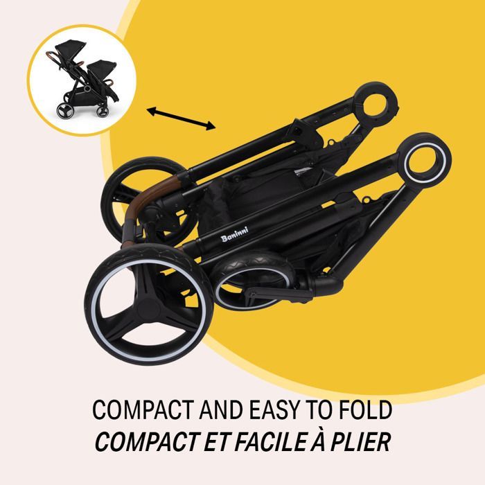 BANINNI Luiz - Double Stroller - From 0 to 36 months - Up to 22kg - Black