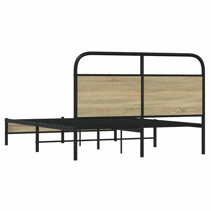 Structure de lit - UU - 120x190 cm - Chêne sonoma - Acier et bois d'ingénierie - 196x125x100 cm - Hauteur libre 27 cm