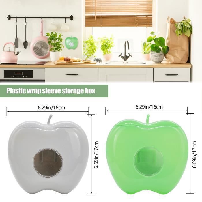 Scatola porta pellicola trasparente in 2 pezzi + 100 pellicole estensibili, dispenser, sacchetto per alimenti, scatola per pellicola alimentare
