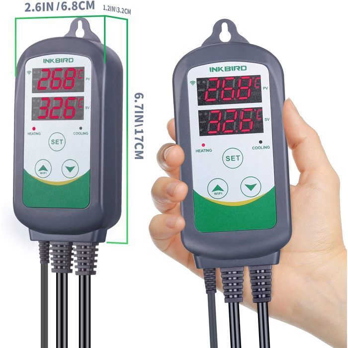 Termostato inteligente WiFi Inkbird para calefacción y refrigeración, controlador de temperatura ITC-308-WIFI con sonda y aplicación.