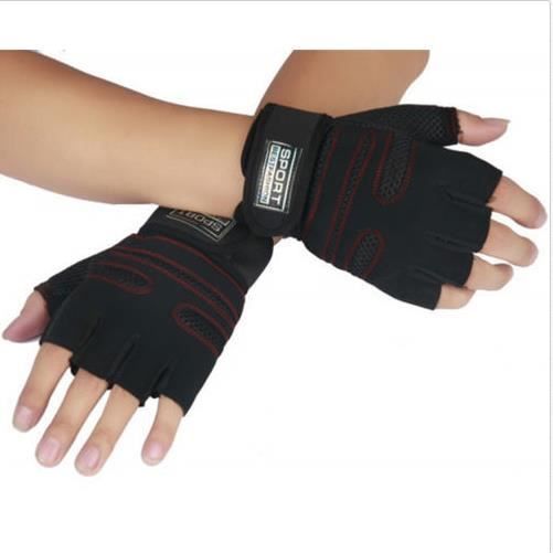 Gewichthefhandschoenen - Sportschool - Fitness polsband - Super Fiber - Zwart en rood