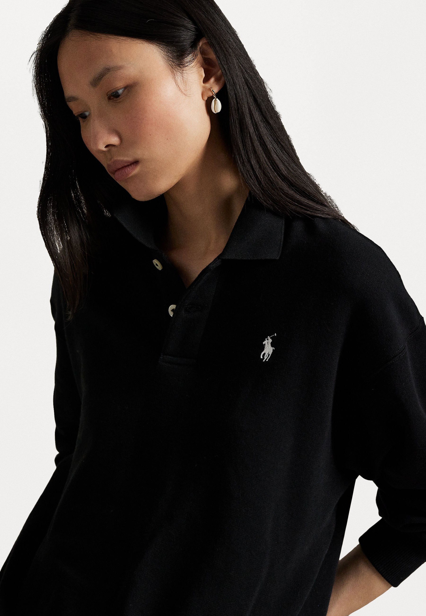 Polo Ralph Lauren POLO LEGGERA IN PILE A MANICHE LUNGHE - Maglia a maniche lunghe - nera