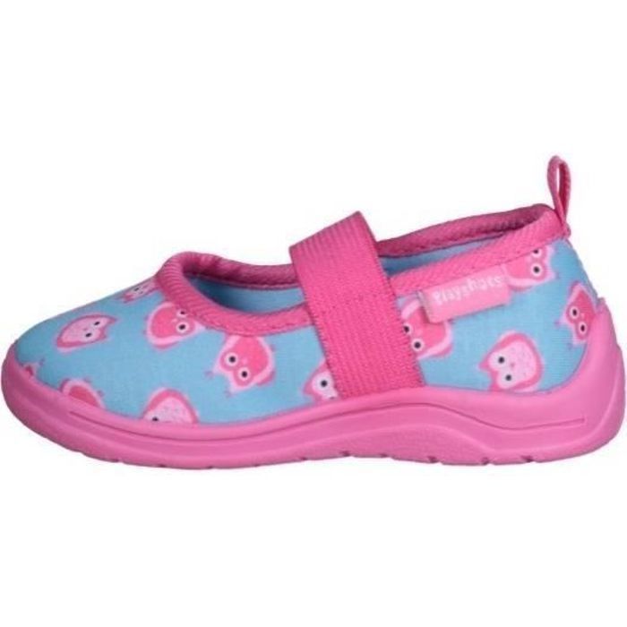 Chaussons bébé fille - PLAYSHOES - Owls - Turquoise - Semelle souple - Antidérapante