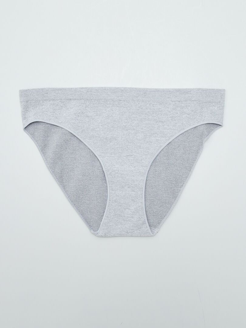 Set van 2 geribbelde gebreide slips - GRIJS