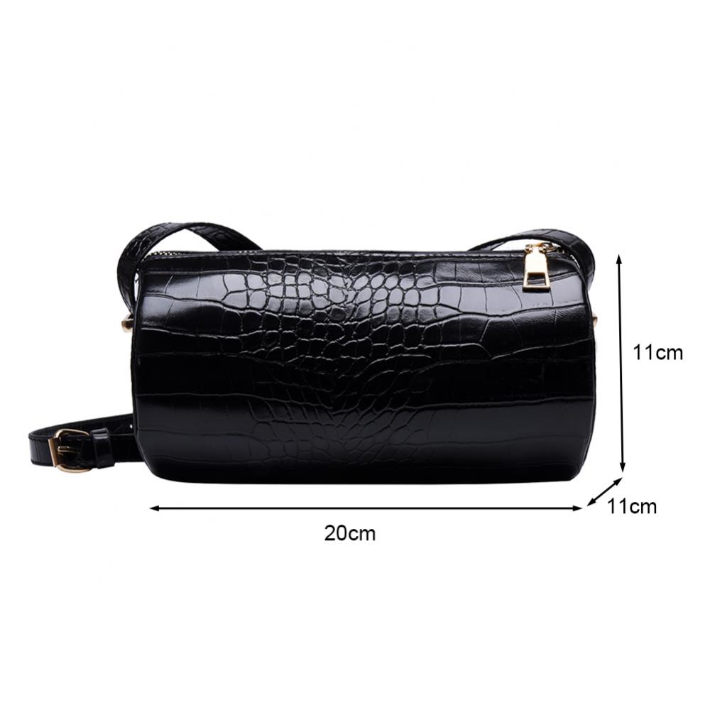 Sac bandoulière cylindrique pour femme, style rétro, en cuir d'alligator, sac à bandoulière demi-cercle en cuir PU