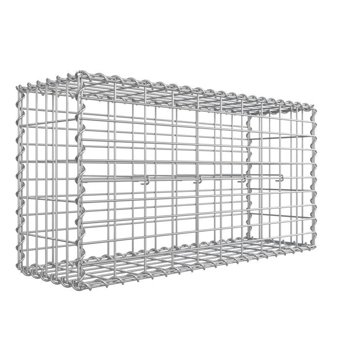 Gavión de piedra de 100 x 50 x 30 cm, acero galvanizado, cesta para macetas, cerca de gavión, jardinera de gavión GGB153 SONGMICS