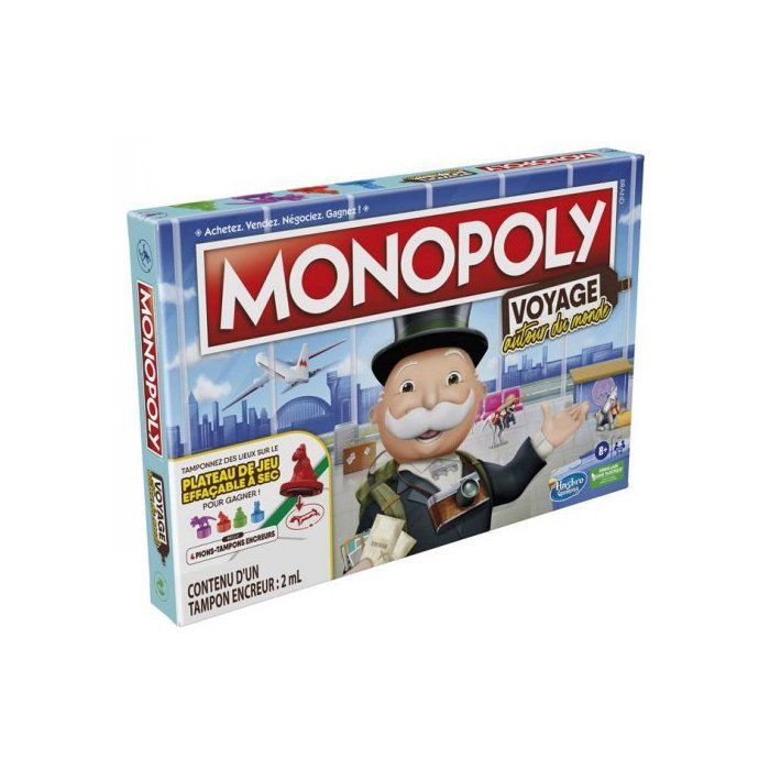Monopoly Around the World Travel - Special Edition, French Version - Family, Children - Classic Board Game Set + Card