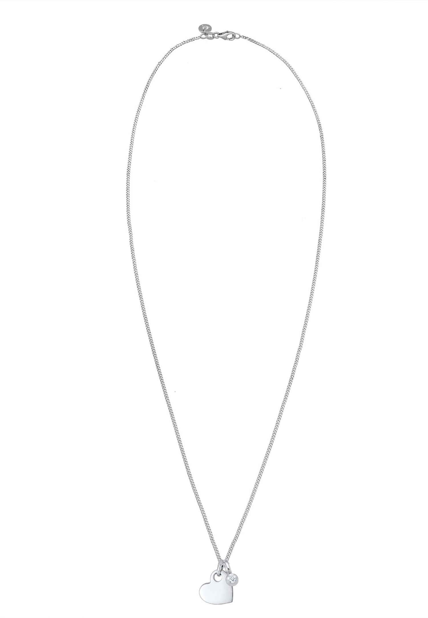 Elli DIAMONDS Femme Pendentif Coeur Amour Diamant (0.03 ct.) - (925/1000) Argent
