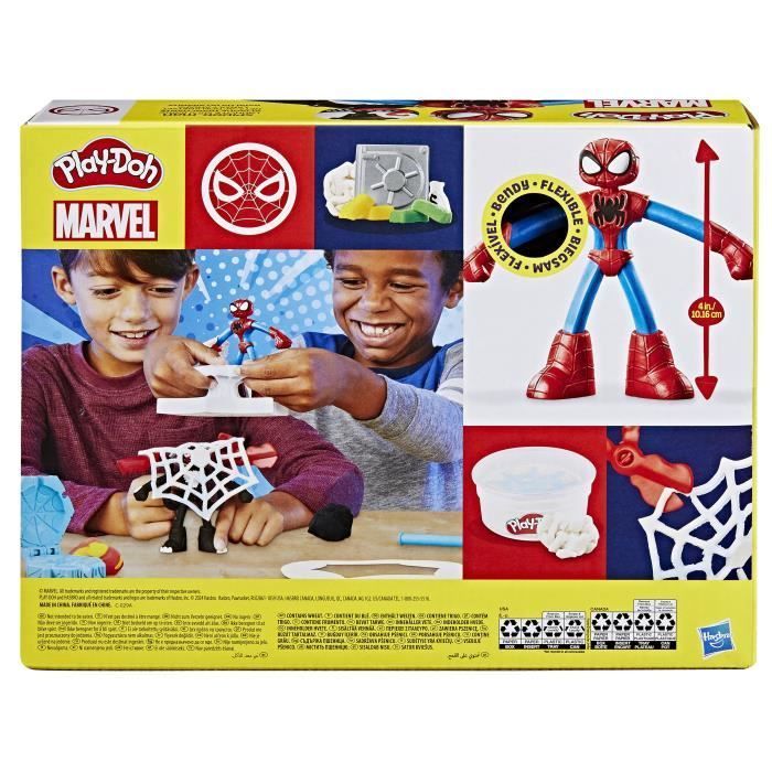 Set Play-Doh Spider-Man, Attacco di Lama con 2 personaggi flessibili, 7 accessori e pasta modellabile, età 4+, Marvel