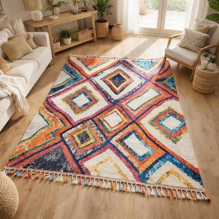 Tappeto berbero 80x150, motivo etnico intrecciato LYN5 OURIKA D viola